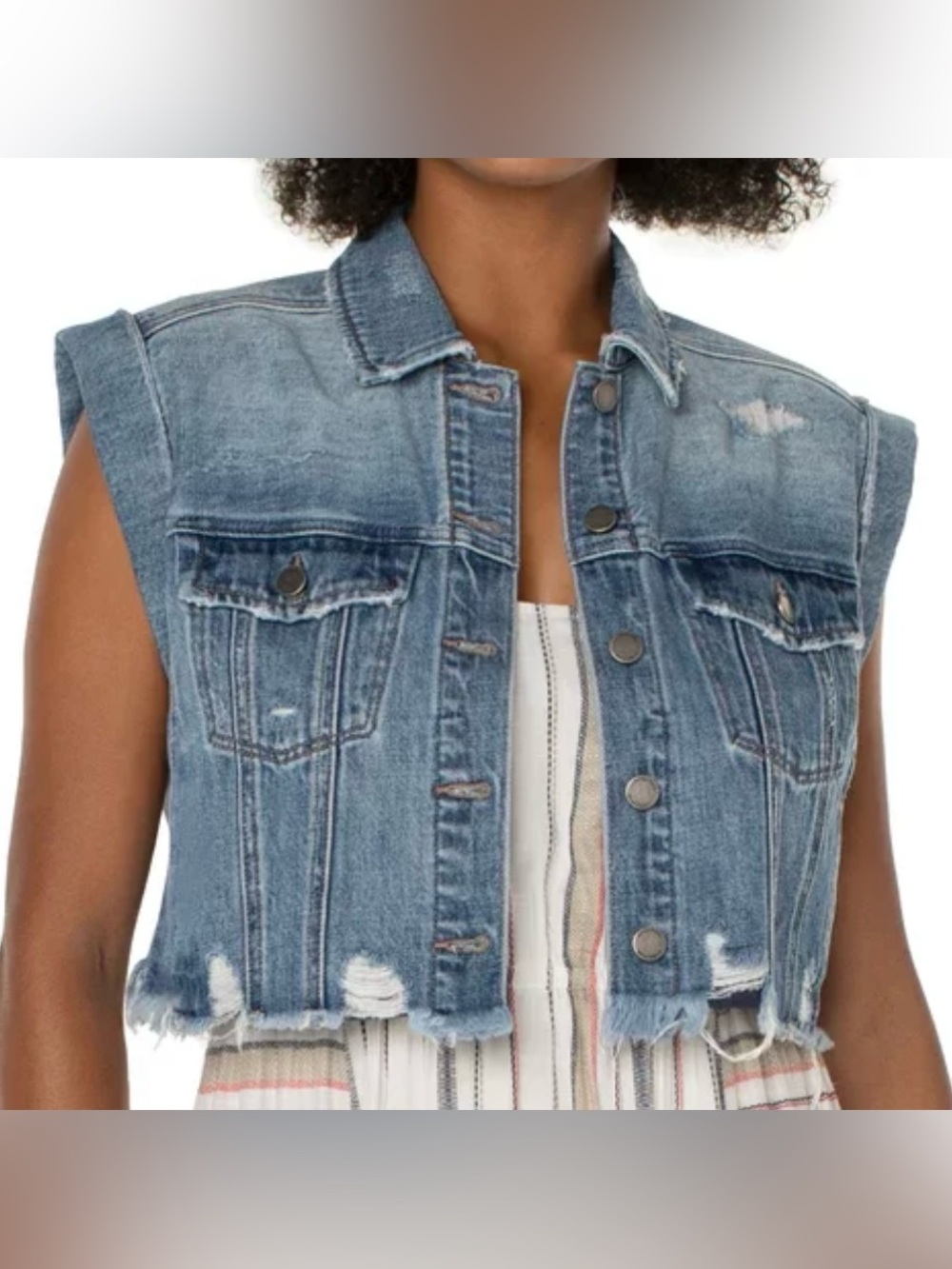 Liverpool Cropped Denim Vest | size L
